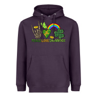 Plum Peace Love Shamrock  St. Patrick's Day Heavyweight Hoodie - CowGirlArtShop