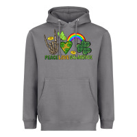 Storm Peace Love Shamrock  St. Patrick's Day Heavyweight Hoodie - CowGirlArtShop