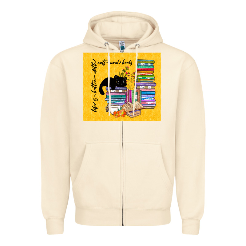 Life Is Better With Cats And Books Zipper Hoodie by TumblerDesignByShophia | Teevron
