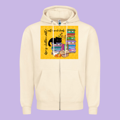 Life Is Better With Cats And Books Zipper Hoodie Designed By Tumblerdesignbyshophia