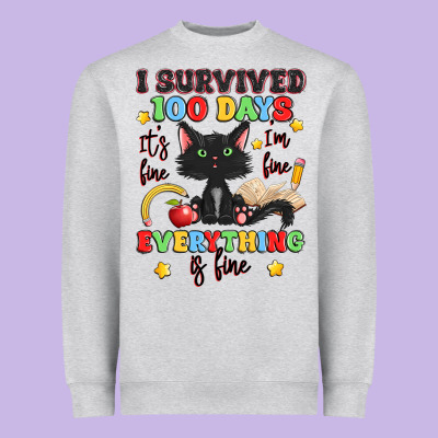 I Survived 100 Days It's Fine I'm Fine Heavyweight Sweatshirt Designed By Artiststas