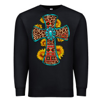 Black gemstone sunflower leopard cross Premium Sweatshirt - OliviaCreatesArt