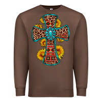 Chestnut gemstone sunflower leopard cross Premium Sweatshirt - OliviaCreatesArt