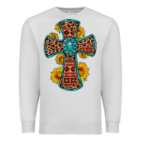 Dove Grey gemstone sunflower leopard cross Premium Sweatshirt - OliviaCreatesArt