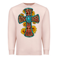 Pale Pink gemstone sunflower leopard cross Premium Sweatshirt - OliviaCreatesArt
