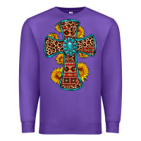 Purple gemstone sunflower leopard cross Premium Sweatshirt - OliviaCreatesArt