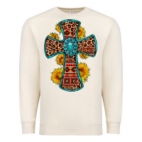 Sandshell gemstone sunflower leopard cross Premium Sweatshirt - OliviaCreatesArt