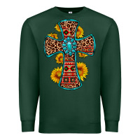 Sports Green gemstone sunflower leopard cross Premium Sweatshirt - OliviaCreatesArt