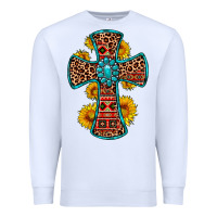 White gemstone sunflower leopard cross Premium Sweatshirt - OliviaCreatesArt
