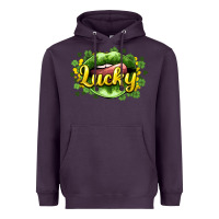 Plum St. Patrick's Day lips lucky Heavyweight Hoodie - HowdyJamesFarm