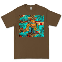 Cacao cowboy boots with turquoise and aztec Premium Tee - Artiststas