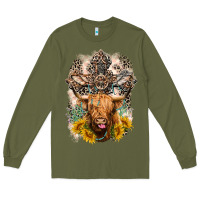 Army Green Western Heifer Cow with crosses Long Sleeve Tee - LillyAllenDesigns