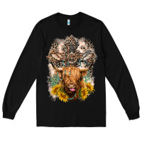 Black Western Heifer Cow with crosses Long Sleeve Tee - LillyAllenDesigns