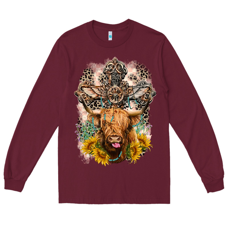 Western Heifer Cow With Crosses Long Sleeve Tee by LillyAllenDesigns | Teevron