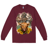 Burgundy Western Heifer Cow with crosses Long Sleeve Tee - LillyAllenDesigns
