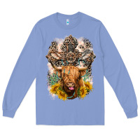 Colony Blue Western Heifer Cow with crosses Long Sleeve Tee - LillyAllenDesigns