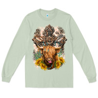 Matcha Western Heifer Cow with crosses Long Sleeve Tee - LillyAllenDesigns