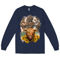 Navy Western Heifer Cow with crosses Long Sleeve Tee - LillyAllenDesigns