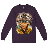 Plum Western Heifer Cow with crosses Long Sleeve Tee - LillyAllenDesigns