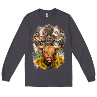 Smoke Western Heifer Cow with crosses Long Sleeve Tee - LillyAllenDesigns