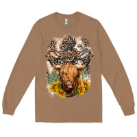 Toasted Coconut Western Heifer Cow with crosses Long Sleeve Tee - LillyAllenDesigns