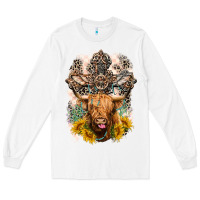 White Western Heifer Cow with crosses Long Sleeve Tee - LillyAllenDesigns