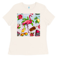 Bone sweet summer flamingo seamless pattern Ladies Tee - BundleAndBundleShop