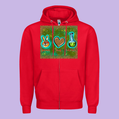 Peace Love Lab Tech Zipper Hoodie Designed By Tumblerdesignbyshophia