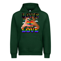 Forest Green love is love lgbtq pride hands Urban Hoodie - LillyAllenDesigns