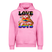 Fuchsia Pink love is love lgbtq pride hands Urban Hoodie - LillyAllenDesigns