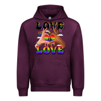 Mauve Wine love is love lgbtq pride hands Urban Hoodie - LillyAllenDesigns