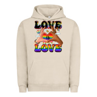 Pigment French Oak love is love lgbtq pride hands Urban Hoodie - LillyAllenDesigns