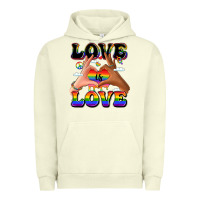 Pigment Pistachio love is love lgbtq pride hands Urban Hoodie - LillyAllenDesigns