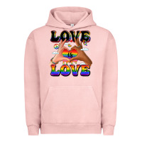 Pigment Salmon love is love lgbtq pride hands Urban Hoodie - LillyAllenDesigns