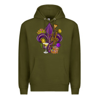 Army Green Fleur de lis Mardi Gras Premium Hoodie - HowdyJamesFarm