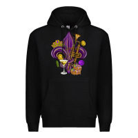 Black Fleur de lis Mardi Gras Premium Hoodie - HowdyJamesFarm
