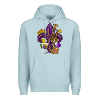 Blue Mist Fleur de lis Mardi Gras Premium Hoodie - HowdyJamesFarm