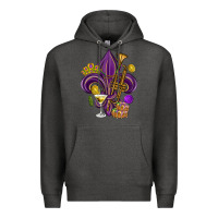 Charcoal Heather Fleur de lis Mardi Gras Premium Hoodie - HowdyJamesFarm