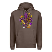Coffee Fleur de lis Mardi Gras Premium Hoodie - HowdyJamesFarm
