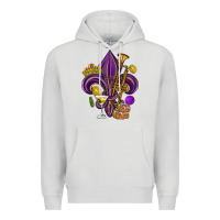 Dove Grey Fleur de lis Mardi Gras Premium Hoodie - HowdyJamesFarm