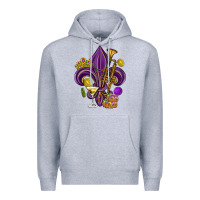 Heather Grey Fleur de lis Mardi Gras Premium Hoodie - HowdyJamesFarm