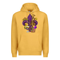 Mustard Fleur de lis Mardi Gras Premium Hoodie - HowdyJamesFarm