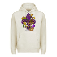 Oatmeal Heather Fleur de lis Mardi Gras Premium Hoodie - HowdyJamesFarm