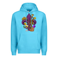 Ocean Blue Fleur de lis Mardi Gras Premium Hoodie - HowdyJamesFarm