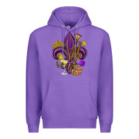 Purple Fleur de lis Mardi Gras Premium Hoodie - HowdyJamesFarm