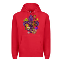 Red Fleur de lis Mardi Gras Premium Hoodie - HowdyJamesFarm