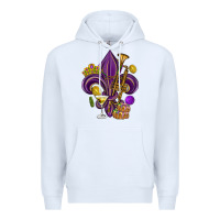 White Fleur de lis Mardi Gras Premium Hoodie - HowdyJamesFarm