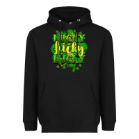 Black lucky lucky lucky clover St. Patrick's Heavyweight Hoodie - HowdyJamesFarm