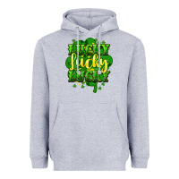 Heather Grey lucky lucky lucky clover St. Patrick's Heavyweight Hoodie - HowdyJamesFarm