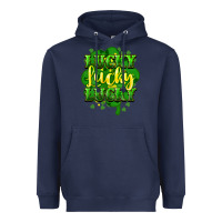 Navy lucky lucky lucky clover St. Patrick's Heavyweight Hoodie - HowdyJamesFarm
